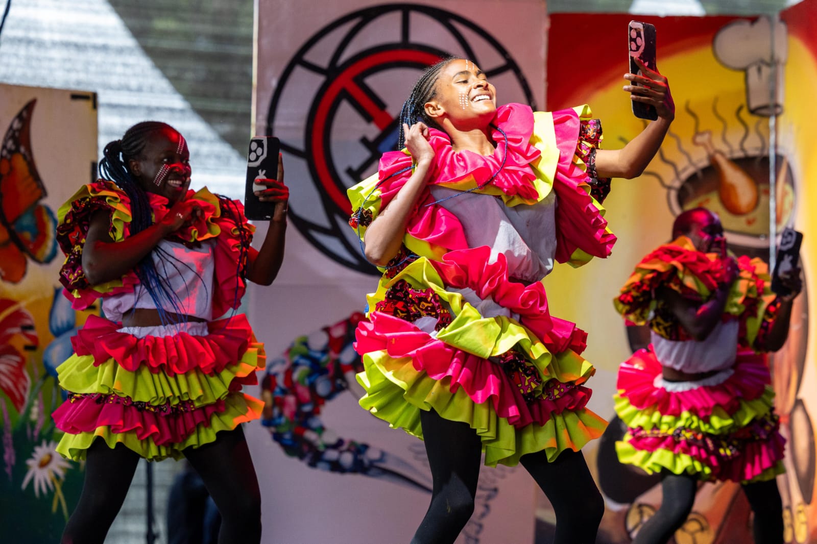 Young performers preparing for a show