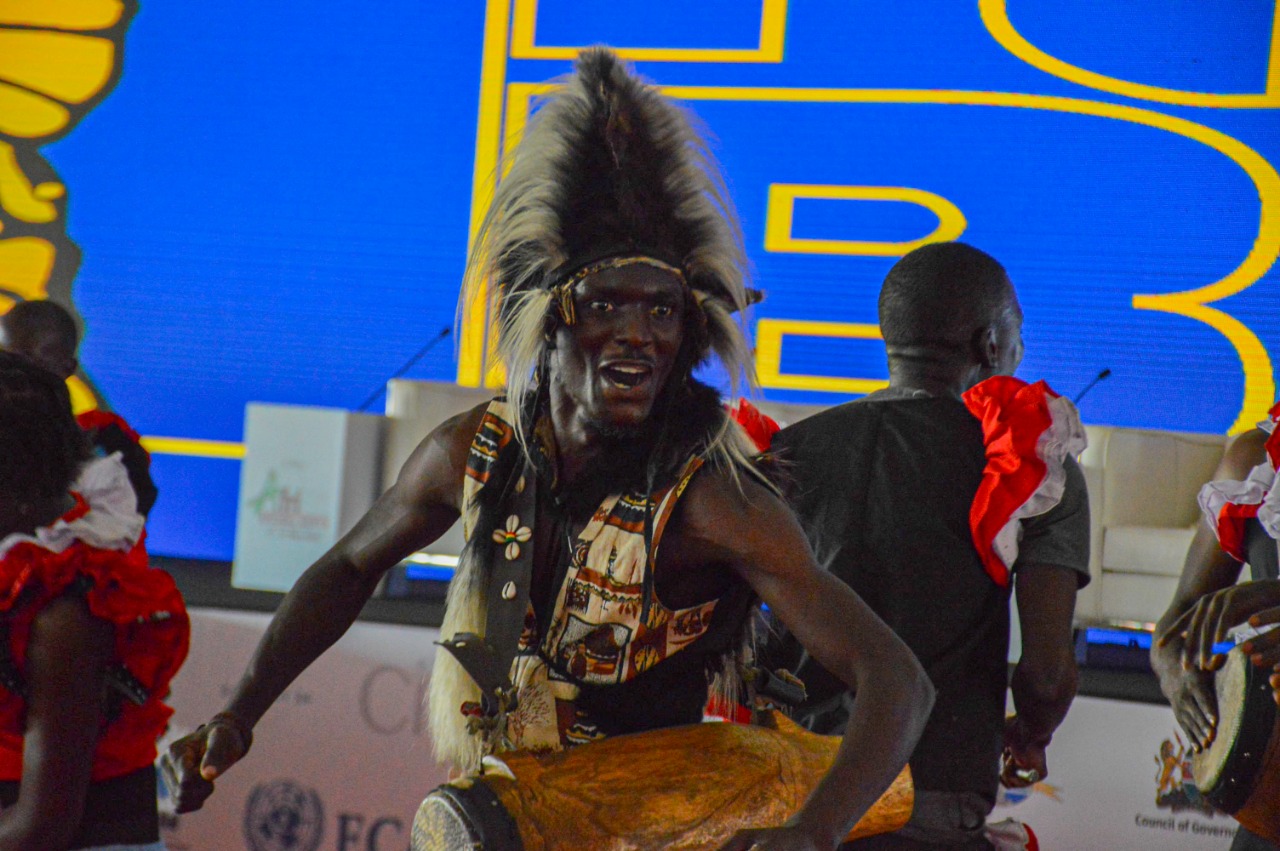 A child delivering a spoken word performance